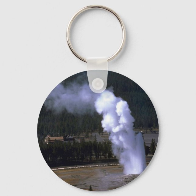 Old Faithful Geyser, Yellowstone National Park Keychain (Front)