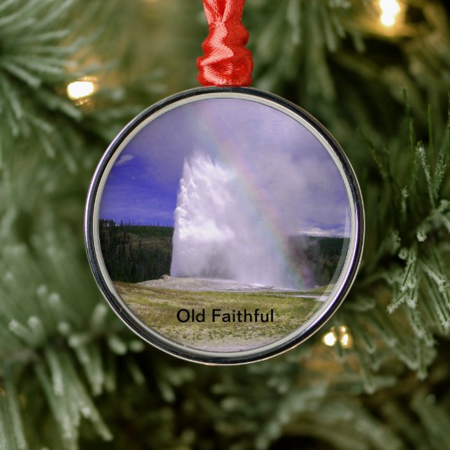 Old Faithful in Yellowstone National Park Metal Ornament (Tree)