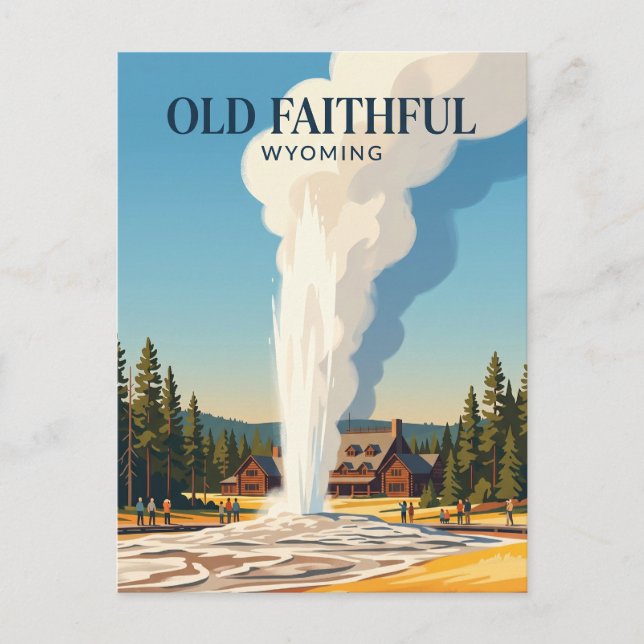 Old Faithful USA Postcard (Front)