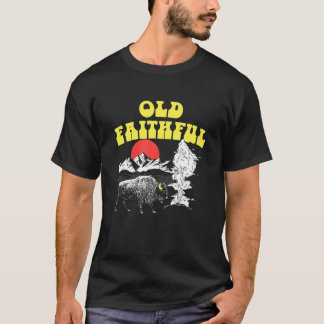 Old Faithful Yellowstone Park Retro Geyser Bison 8 T-Shirt