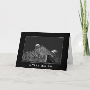 Old Farm Barn with moon Card