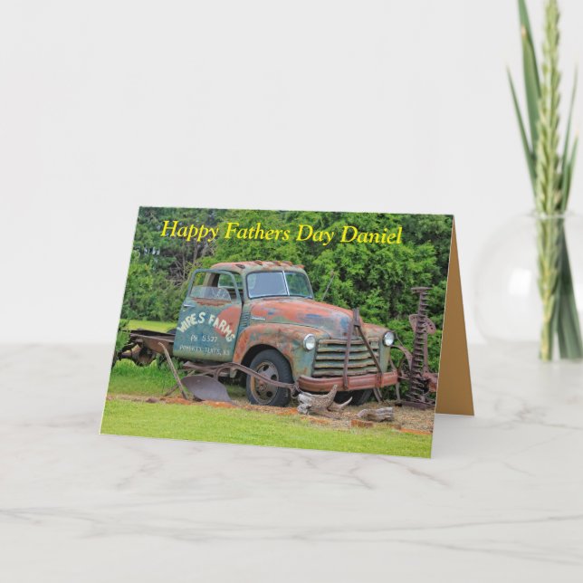Old Farm Equipment Fathers Day Greeting Card (Front)