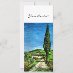 OLD FARM HOUSE IN CHIANTI, blue green red white Invitation