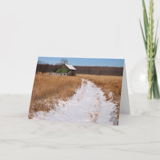 Old Farm in Winter Holiday Card