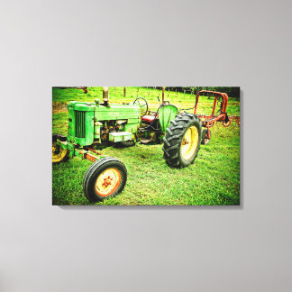 old farm tractor on canvas