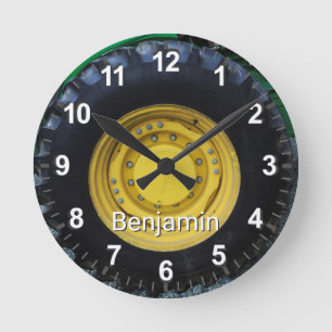 Old Farm Tractor Tire Round Clock