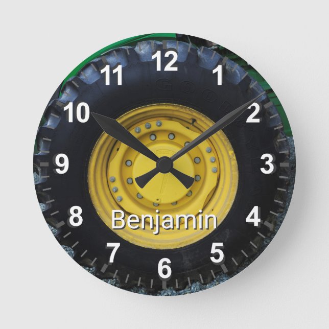 Old Farm Tractor Tire Round Clock (Front)