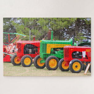 Old farm tractors in a line jigsaw puzzle