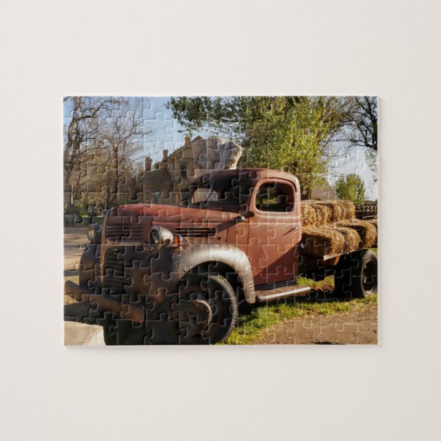 Old farm truck with hay bales jigsaw puzzle (Horizontal)