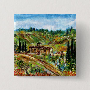 OLD FARMHOUSE IN CHIANTI -TUSCANY 2 INCH SQUARE BUTTON