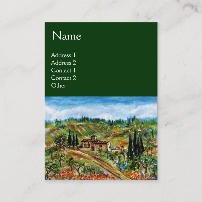 OLD FARMHOUSE IN TUSCANY, green Business Card (Front)