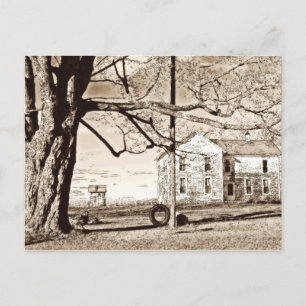 Old Farmhouse Sepia Postcard