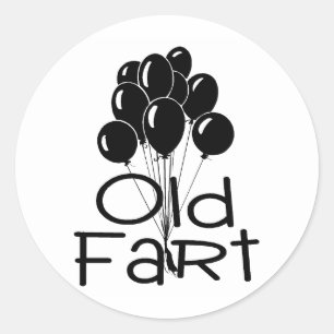 Old Fart Black Balloons Classic Round Sticker