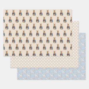Old Fashion Bunny Trio Wrapping Paper Sheet