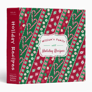 Old Fashion Christmas Candies Stripes Recipe Binder