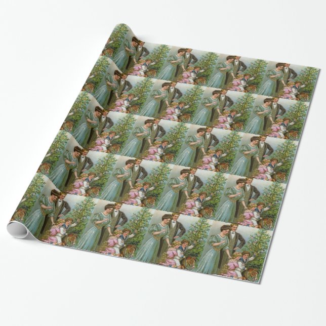 Old Fashion Christmas Wrapping Paper (Unrolled)