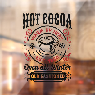 Old Fashion hot cocoa Christmas Window Cling