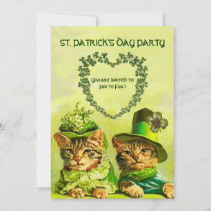 OLD FASHION IRISH CATS ,ST.PATRICK'S DAY PARTY INVITATION