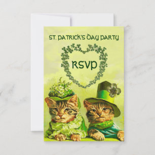 OLD FASHION IRISH CATS,ST.PATRICK'S DAY PARTY RSVP CARD