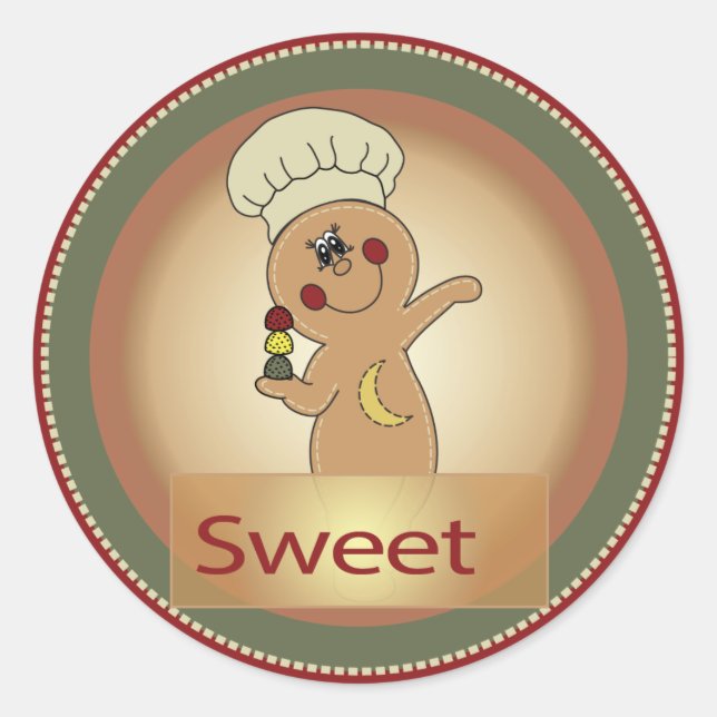 Old Fashion Sweet Gingerbread Christmas Classic Round Sticker (Front)