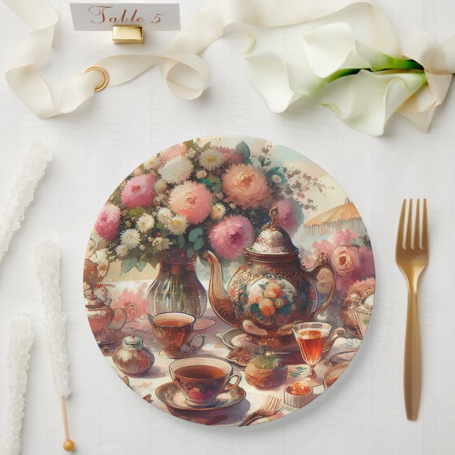 Old Fashion Tea Party  Paper Plate (Wedding)