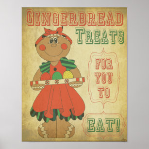 Old Fashion Vintage Gingerbread Girl Poster
