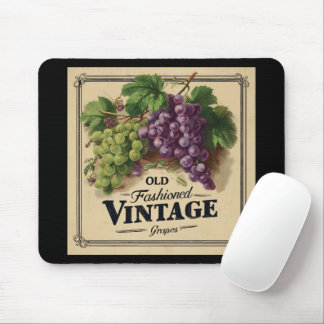 Old Fashion Vintage Grapes, Purple and Black Wine Mouse Pad