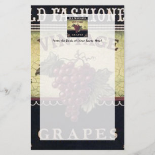Old Fashion Vintage Grapes, Purple and Black Wine Stationery