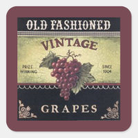 Old Fashion Vintage Grapes Wine Crate Label