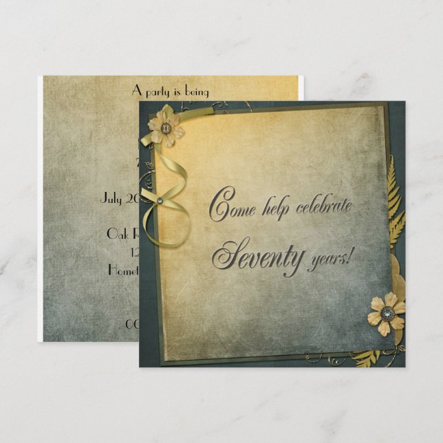old-fashioned 70th Birthday Invite (Front/Back)