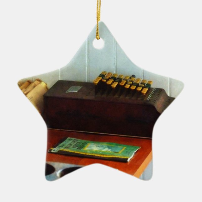 Old Fashioned Adding Machine Ceramic Ornament (Front)