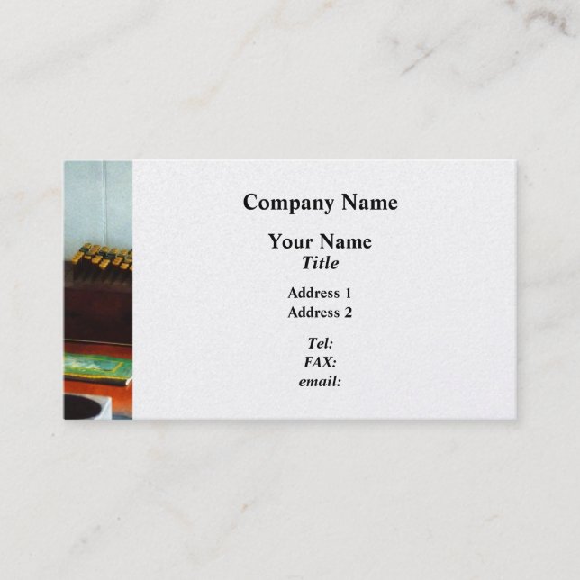 Old Fashioned Adding Machine - Platinum Business Card (Front)