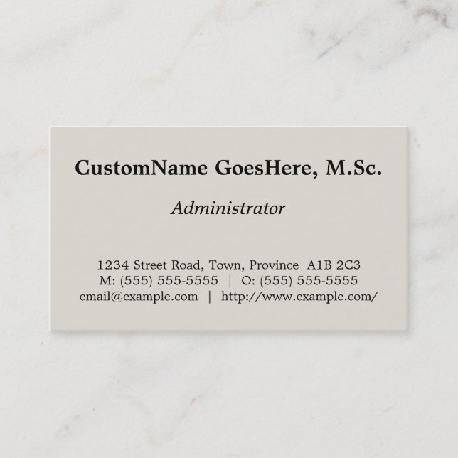Old Fashioned Administrator Business Card (Front)