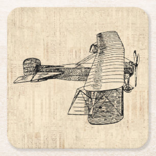 Old Fashioned Airplane Square Paper Coaster