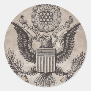 Old Fashioned American Coat of Arms Classic Round Sticker