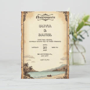 Old-fashioned and worn wedding invitation