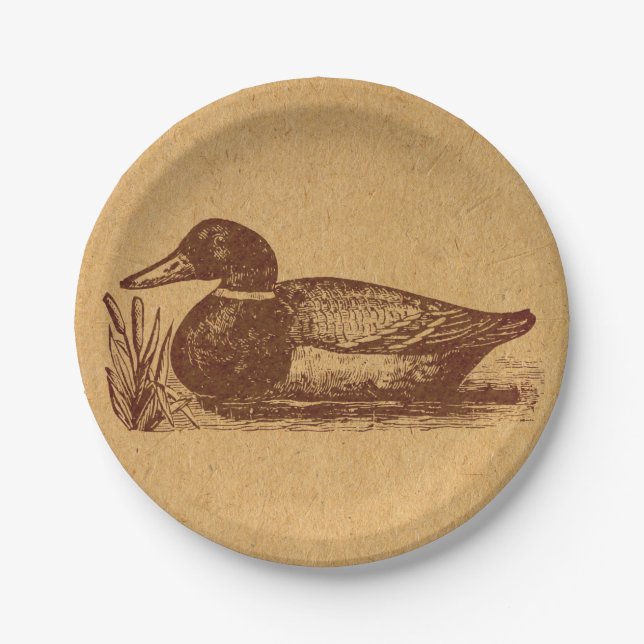 Old Fashioned Antique Duck Art Paper Plate (Front)