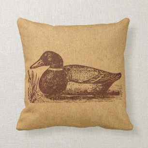 Old Fashioned Antique Duck Art Throw Pillow