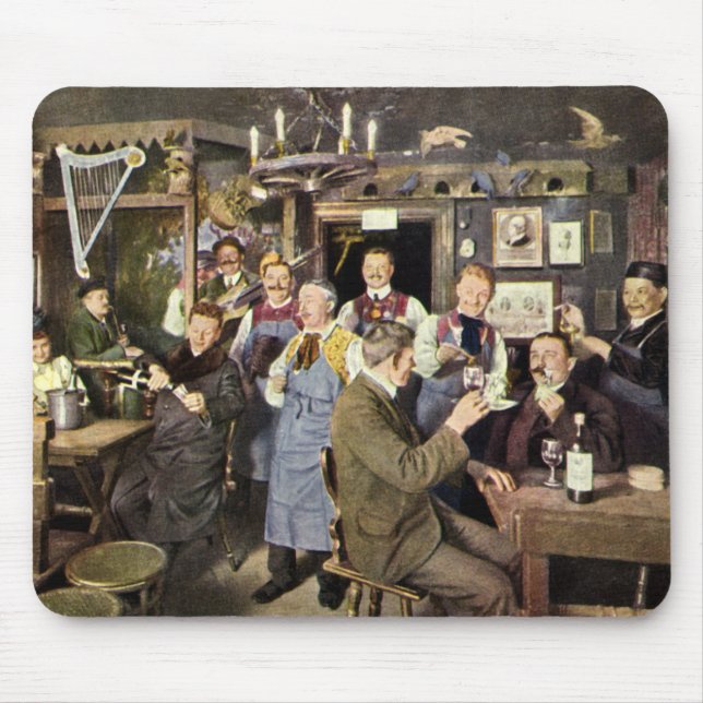 Old Fashioned Bar with People Celebrating, a Party Mouse Pad (Front)