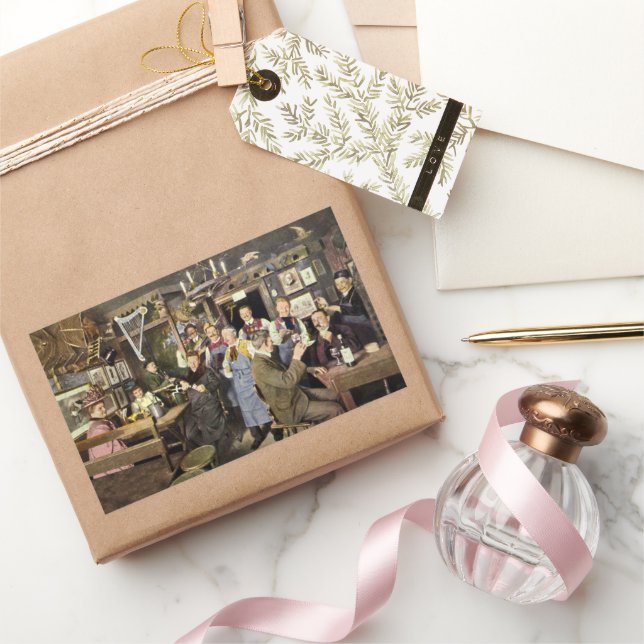 Old Fashioned Bar with People Celebrating, a Party Sticker (Gifting)