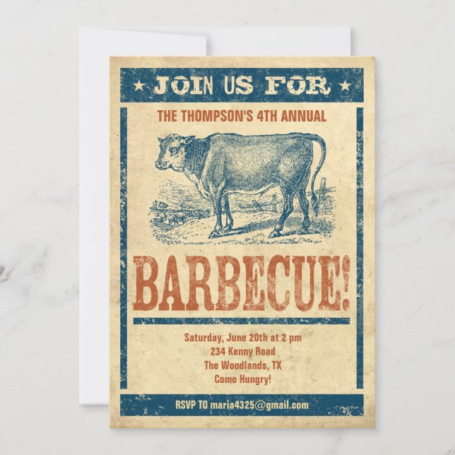 Old Fashioned Barbecue Invitations (Front)