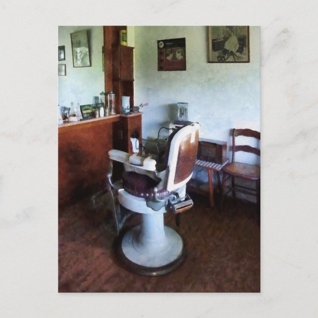 Old-Fashioned Barber Chair Postcard (Front)