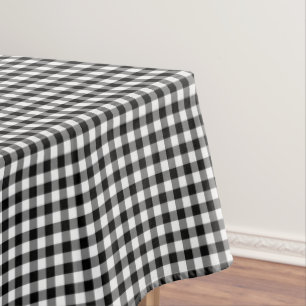Old Fashioned Black and White Gingham Tablecloth