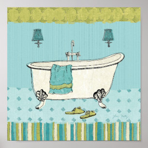 Old Fashioned Blue Bathroom Poster