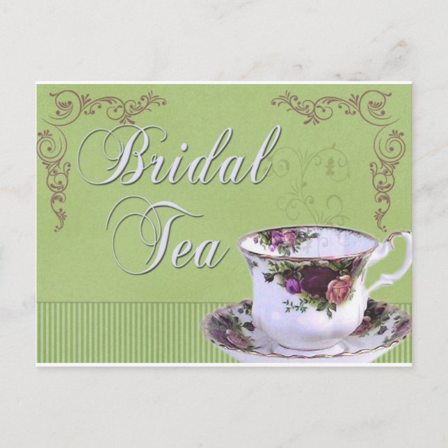 Old fashioned Bridal Tea Invitation Postcard (Front)