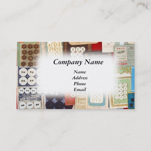 Old Fashioned Button Collection Business Card (Front)