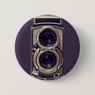 Old-fashioned camera 2 inch round button