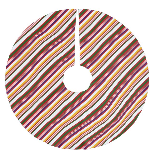 Old Fashioned Candy Stripes Brushed Polyester Tree Skirt (Front)