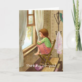 Old-fashioned card, home, girl, get well, sympathy card