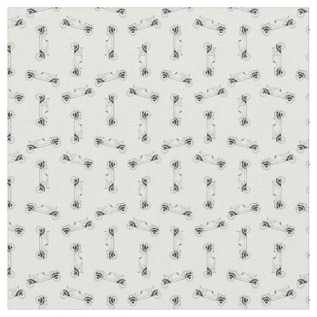 Old Fashioned Cars Print Pattern CUSTOM BG COLOR Fabric (Close Up)